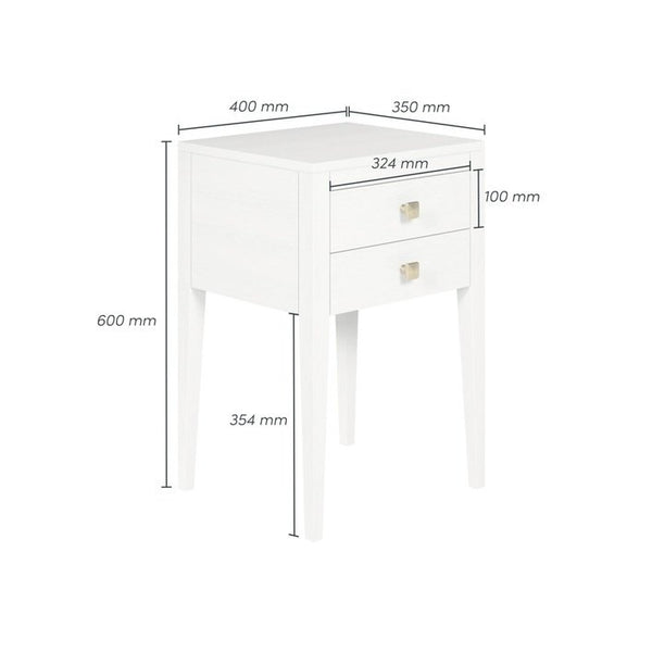 DI Designs Radford Bedside | White | 2 Drawers - SantoLusso