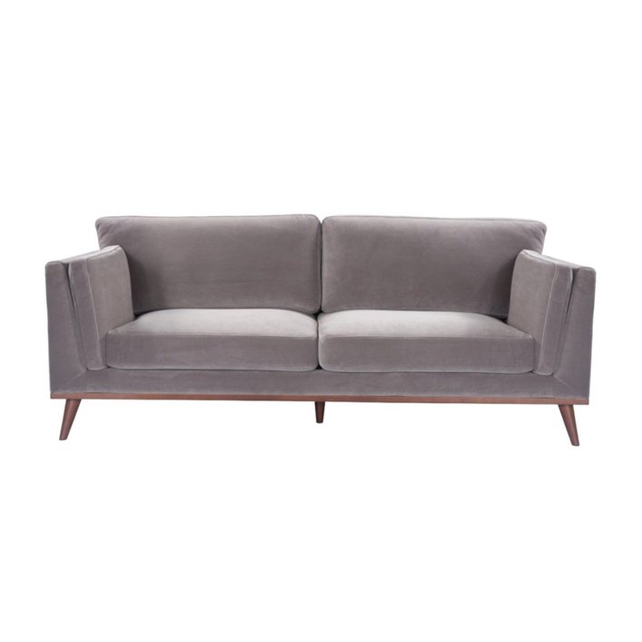 Twenty10 Mickey 3 Seat Sofa in Stone Grey Velvet - SantoLusso