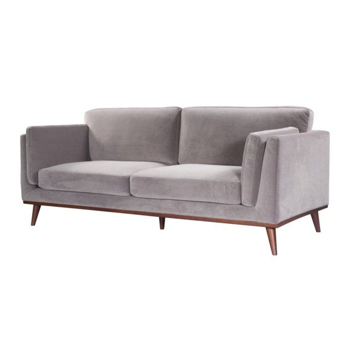 Twenty10 Mickey 3 Seat Sofa in Stone Grey Velvet - SantoLusso