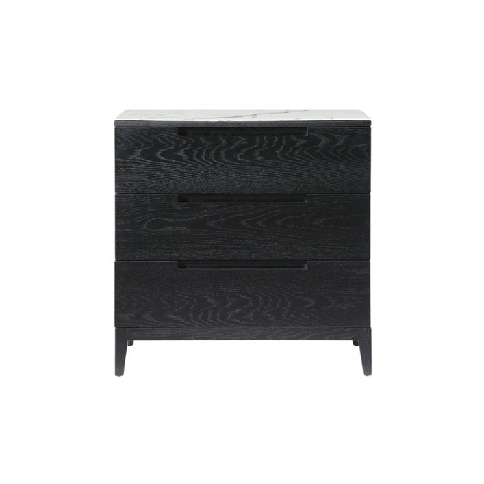 Twenty10 Orchid Marble 3 Drawer Chest in Wenge (Black Stained Oak) - SantoLusso