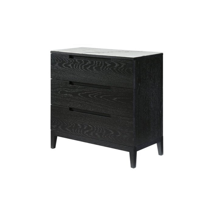 Twenty10 Orchid Marble 3 Drawer Chest in Wenge (Black Stained Oak) - SantoLusso