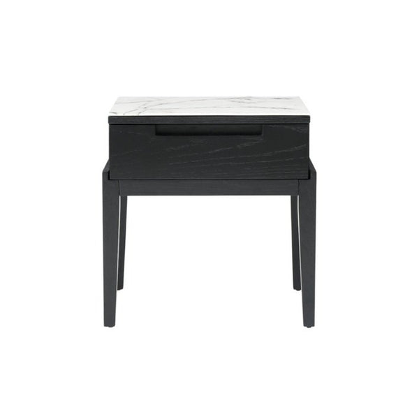 Twenty10 Orchid Marble Bedside Single Drawer in Wenge (Black Stained Oak) - SantoLusso