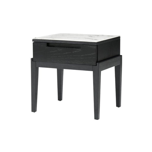 Twenty10 Orchid Marble Bedside Single Drawer in Wenge (Black Stained Oak) - SantoLusso