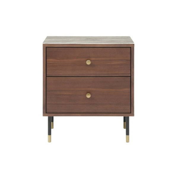 Twenty10 Willow Bedside Double Drawer in Walnut - SantoLusso